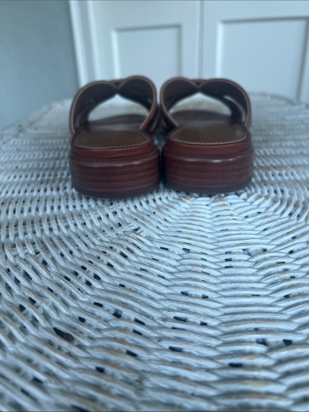 Vince Camuto Brown Leather Crossover Slide Mules - Picture 4 of 7